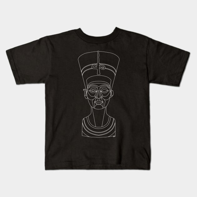 Nefertiti White Line Kids T-Shirt by Ancsi